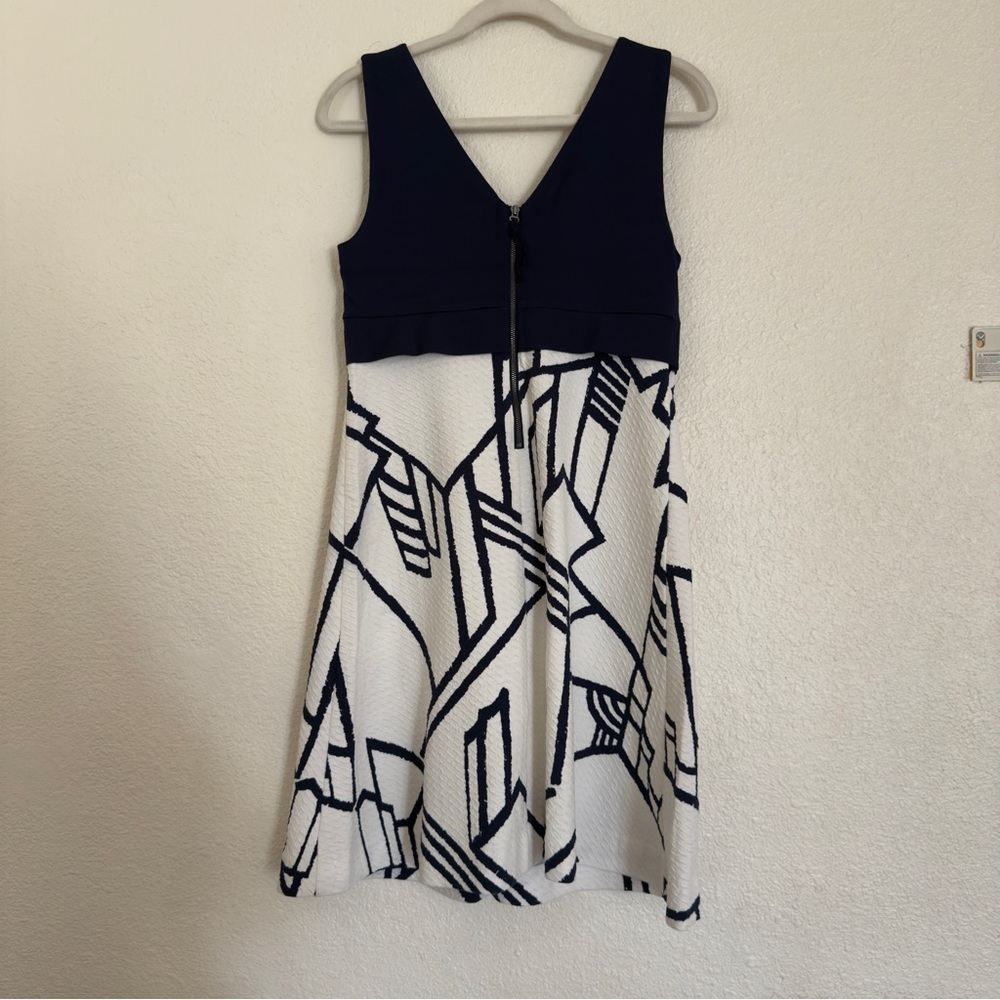 Anthropologie HD in Paris Ardmore Dress White & Navy Blue SZ US 8 - Picture 8 of 9